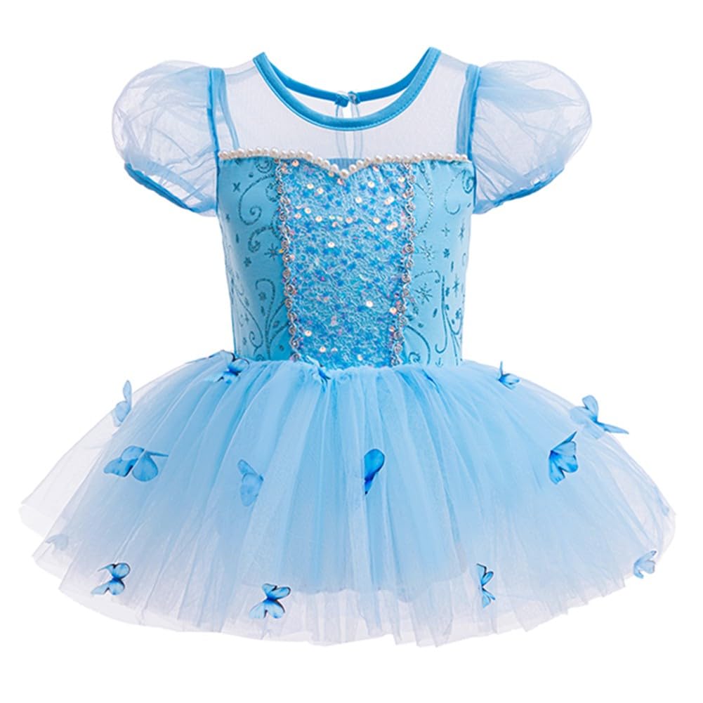 DYMCII Baby Girls Cinderelle Princess Ballet Dress Short Sleeve Leotards Skirted Tutu Halloween Birthday Party Fancy Costume 3T