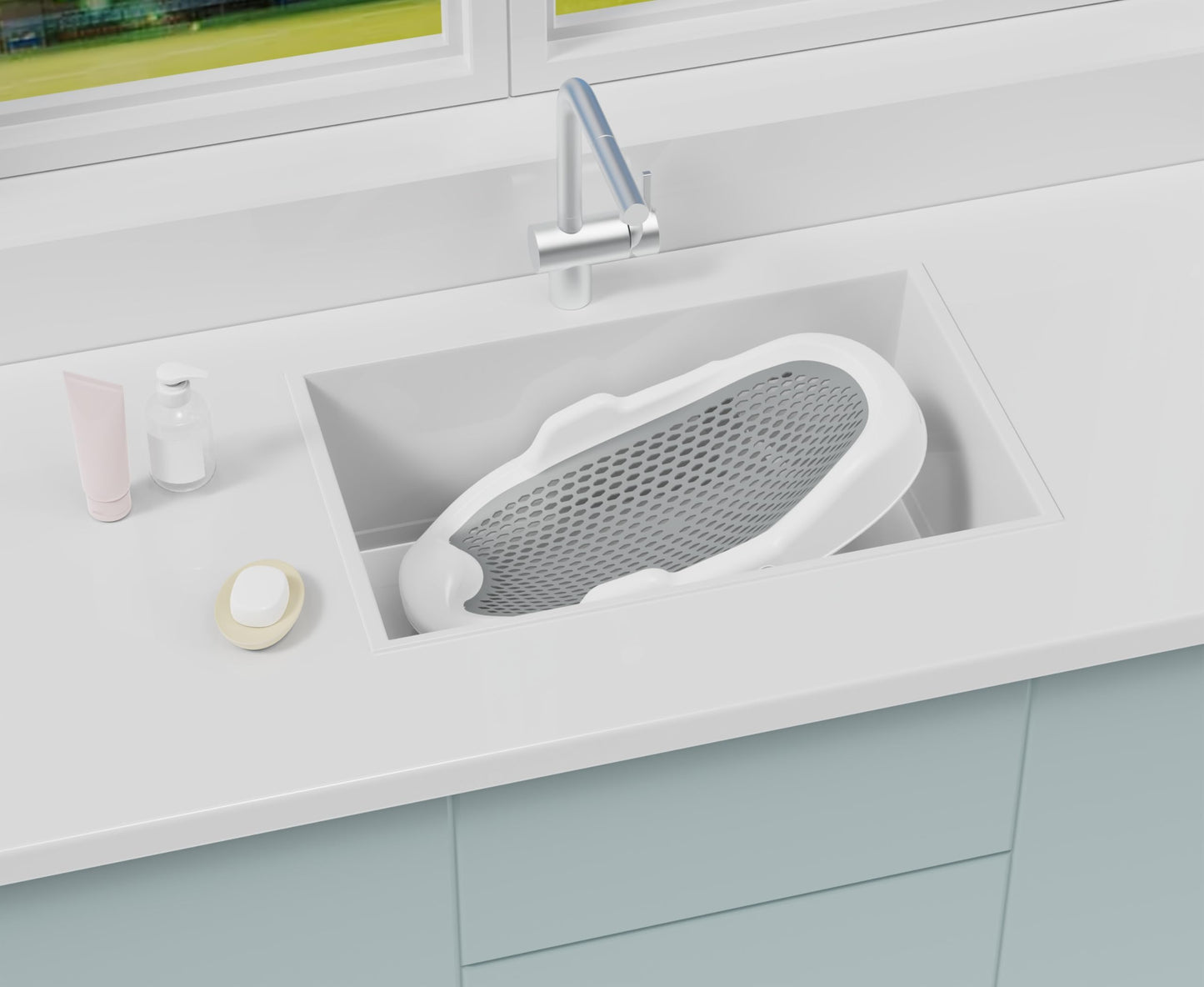 SRGAFIX Collapsible Baby Bathtub with Smart Temperature Display & Bath Stand, Portable Travel Bathtub, Foldable Baby Bathtub Sup