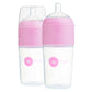 Popyum 9 Oz Pink Anti-Colic Formula Making/Mixing/Dispenser Baby Bottles, 2-Pack With #2 Medium Flow Nipples, 260 Ml, Bpa-Free,