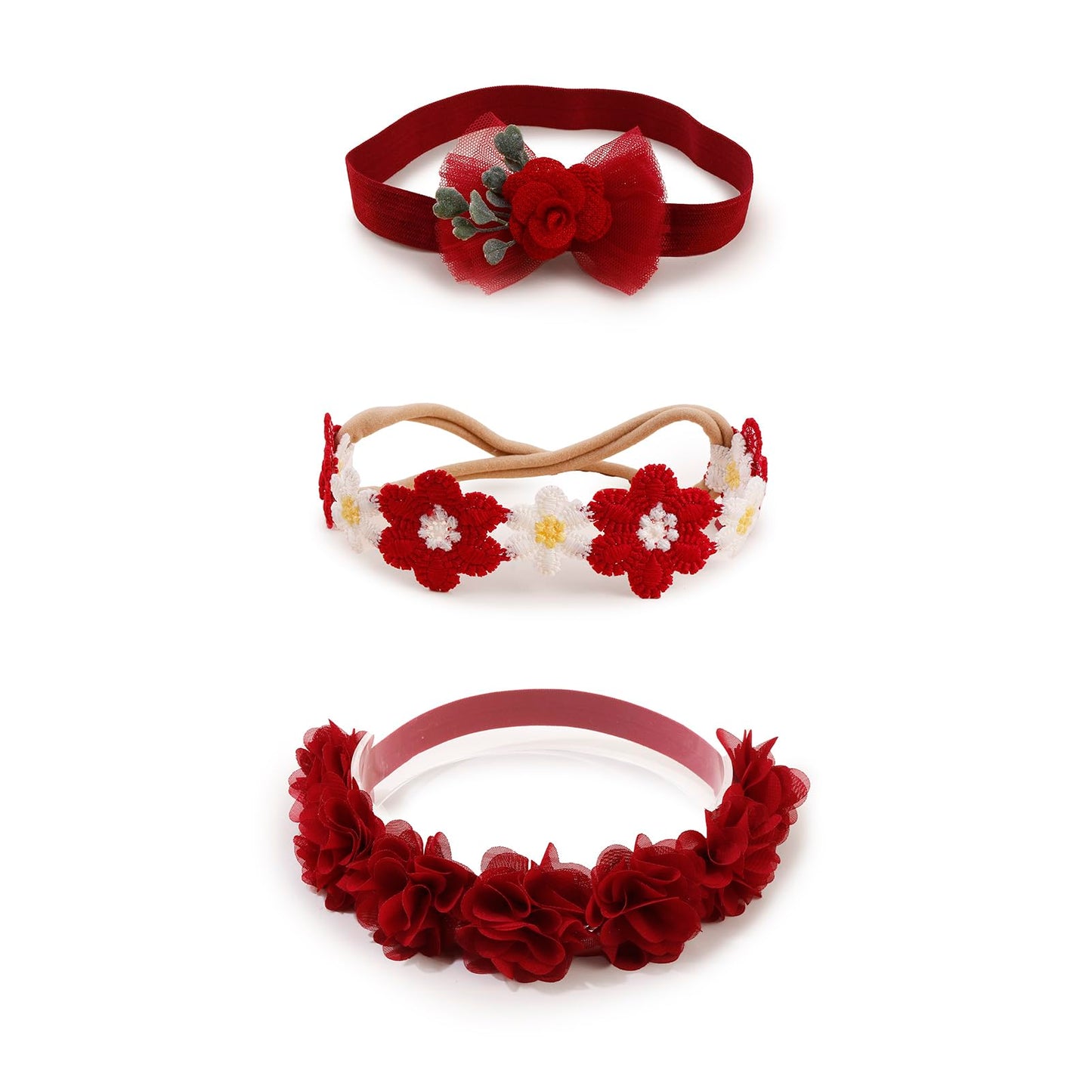 Bfnaagirl New Model Baby Girl Nylon Headbands Nylon Flower Elastic Hairbands 3Pcs Hair Accessories Gift For Newborn Infant Toddl