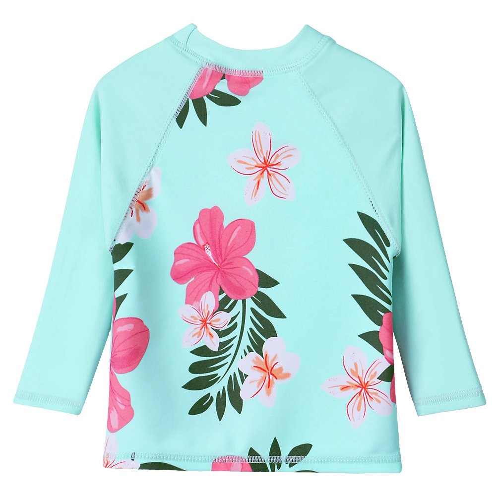 Toddler/Baby Girls Rash Guard Swimsuit Long Sleeve 2 Piece Swim Bottoms Set Upf 50+ 5-6T Cyan