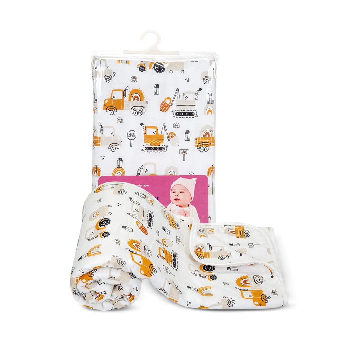 Mee Mee 2in1 Super Soft Baby Blanket & Wrapper | Cozy 3 Layer Blanket with Comfortable Muslin & Fleece | with Attractive Trans