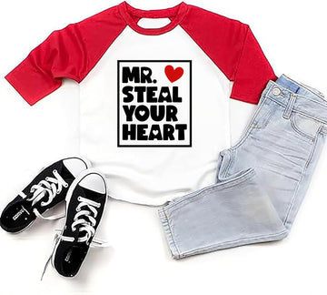 Future Ladies Man Current Mama'S Boy Raglan T-Shirt Toddler Boy Valentine'S Day 3/4 Sleeve Top Spring Cotton Outfit (2-3T, Red6)
