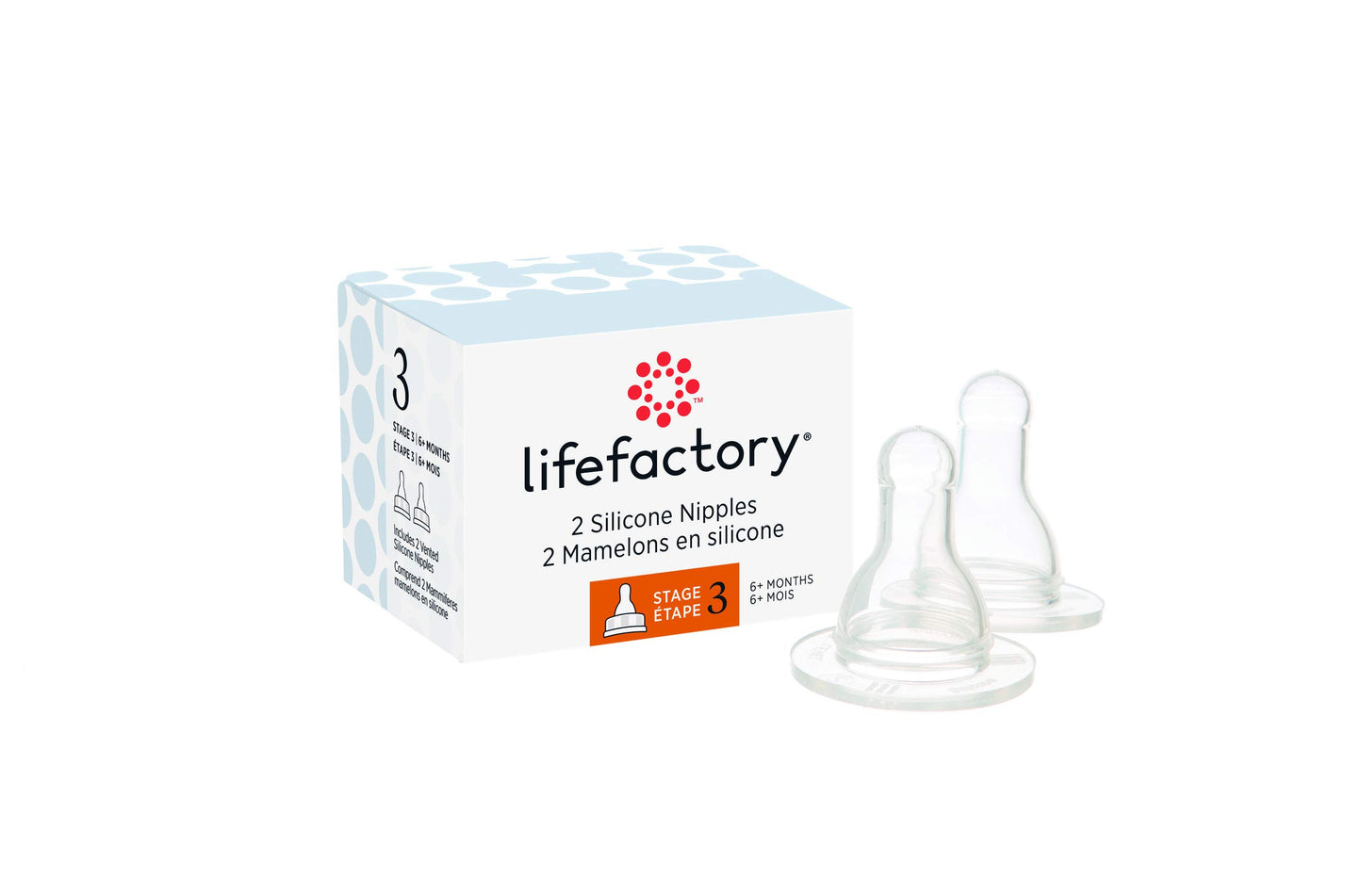 Lifefactory BPA-Free Stage 3 (6+ Months) Silicone Nipples 2-Pack