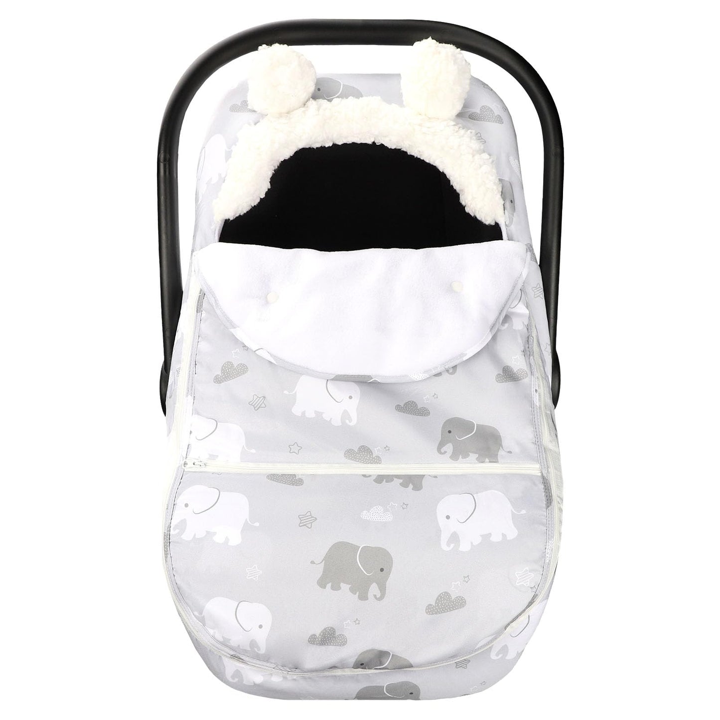 Carseat Cover Boys, Winter Cozy & Warm Cover, Elephant Baby Car Seat Cover, Infant Car Seat Canopy, Ultra-Soft Breathable Protec