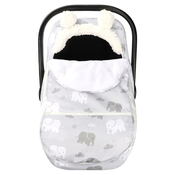 Carseat Cover Boys, Winter Cozy & Warm Cover, Elephant Baby Car Seat Cover, Infant Car Seat Canopy, Ultra-Soft Breathable Protec