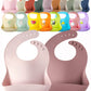 Ymcf Products 2-Pack Waterproof Silicone Baby Bib Lightweight Comfortable Easy-Wipe Clean (Lilac/Plum)