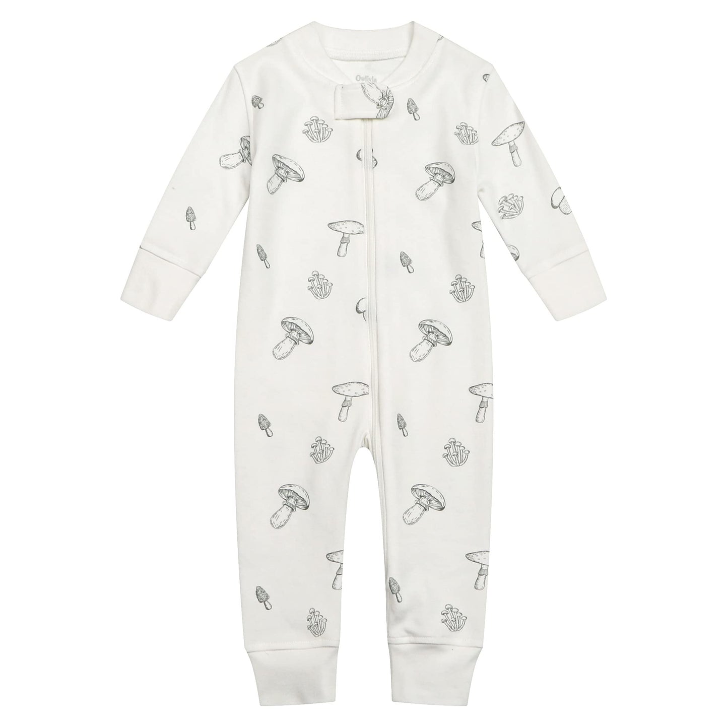 Owlivia Organic Cotton Baby Boy Girl Zip Up Sleep N Play, Footless, Long Sleeve(6-12 Months, Mushroom)