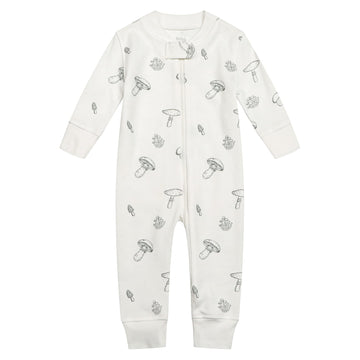Owlivia Organic Cotton Baby Boy Girl Zip Up Sleep N Play, Footless, Long Sleeve(3-6 Months, Mushroom)