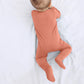 Guisby Baby Footed Pajamas With Mitten Cuffs,Double Zipper Sleepers Orange 12-18 Months