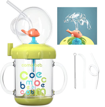Drinking Cup With Whale Squirt, Cute Whale Cup Water Bottle, Whale Spray Sippy Cup, Leak Proof Weighted Straw Cup For Kids (220M