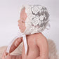 Baby Bonnet Lace Floral Sun Hat With Ribbon Tie Photo Prop Beanie Cap For 0-18M Baby Girls
