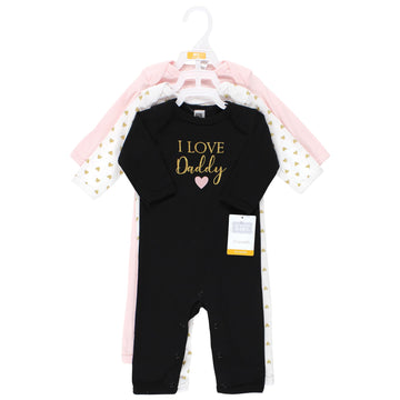 Hudson Baby Unisex Baby Cotton Coveralls, Girl-Daddy, 3-6 Months