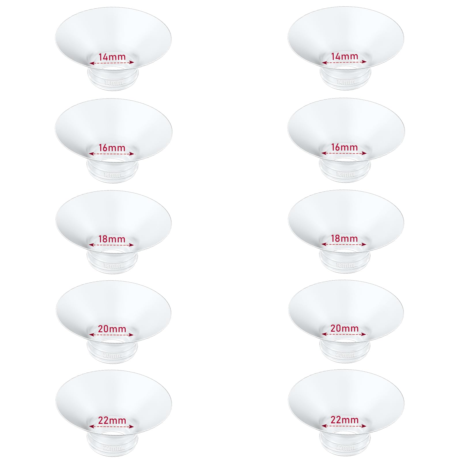 IVARONAL Flange Insert 10PCS 14/16/18/20/22mm*2 Compatible with Momcozy M9/M6/M5/S12 Pro/V1 Pro/V2 pro, Spectra/Medela/Elvie/NCV