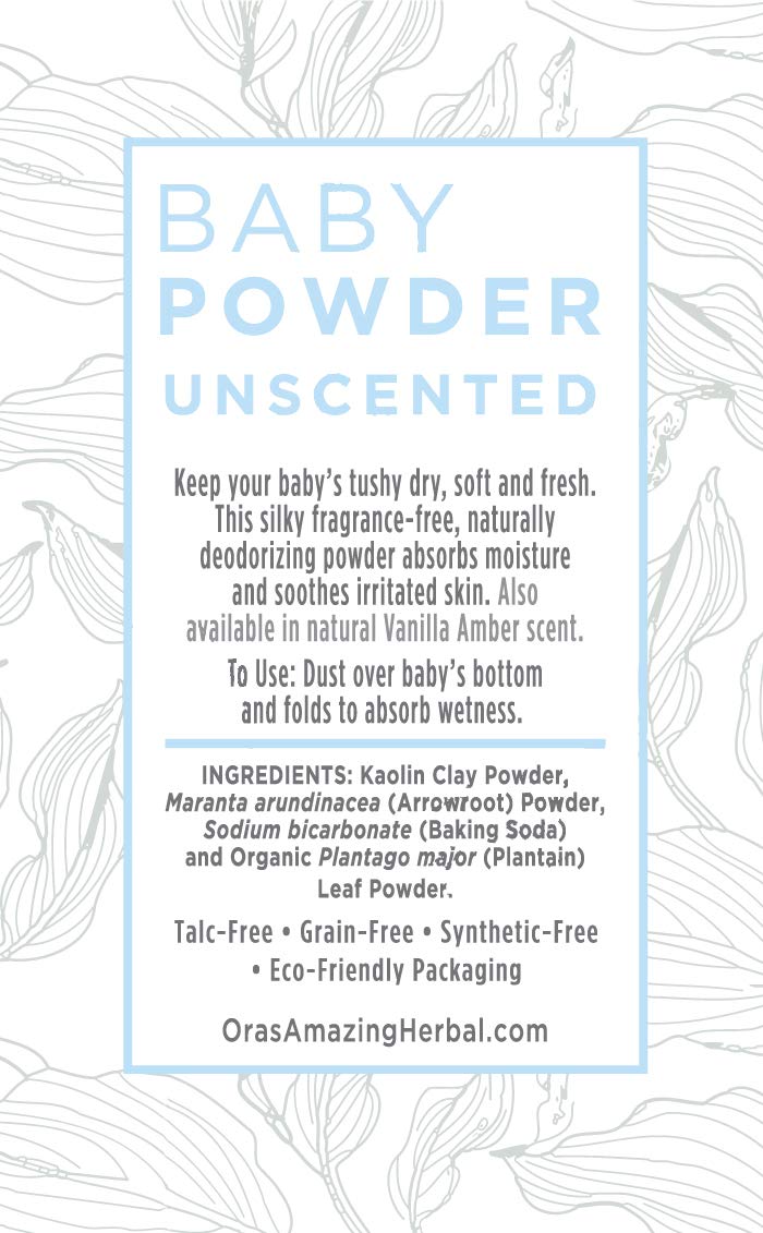Ora'S Amazing Herbal Talc-Free Grain-Free Gluten-Free Corn-Free Baby Powder 2.5Oz  (Unscented 3 Pack)