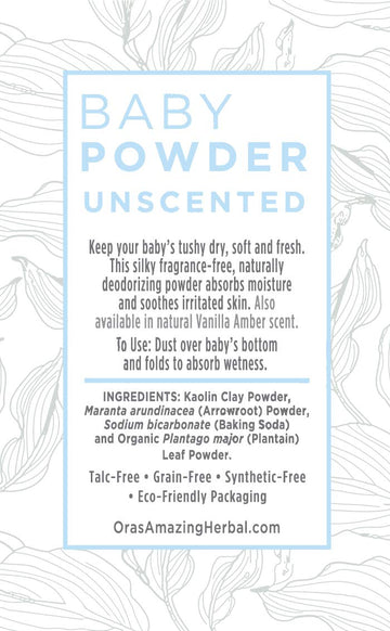 Ora'S Amazing Herbal Talc-Free Grain-Free Gluten-Free Corn-Free Baby Powder 2.5Oz  (Unscented 3 Pack)