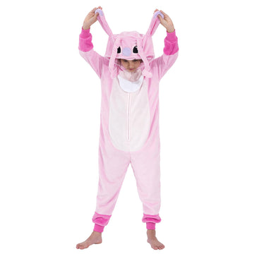 Halloween Christmas Unisex Kids Flannel Cosplay Onesie Costume Outfit Suit For Girls And Boys (Pink Stitch, 5 Years)