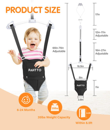 Pahtto Baby Door Jumper With Soft Rug, Durable Toddler Bouncer With Adjustable Height-Funny Baby Walking Harness, Protable Baby