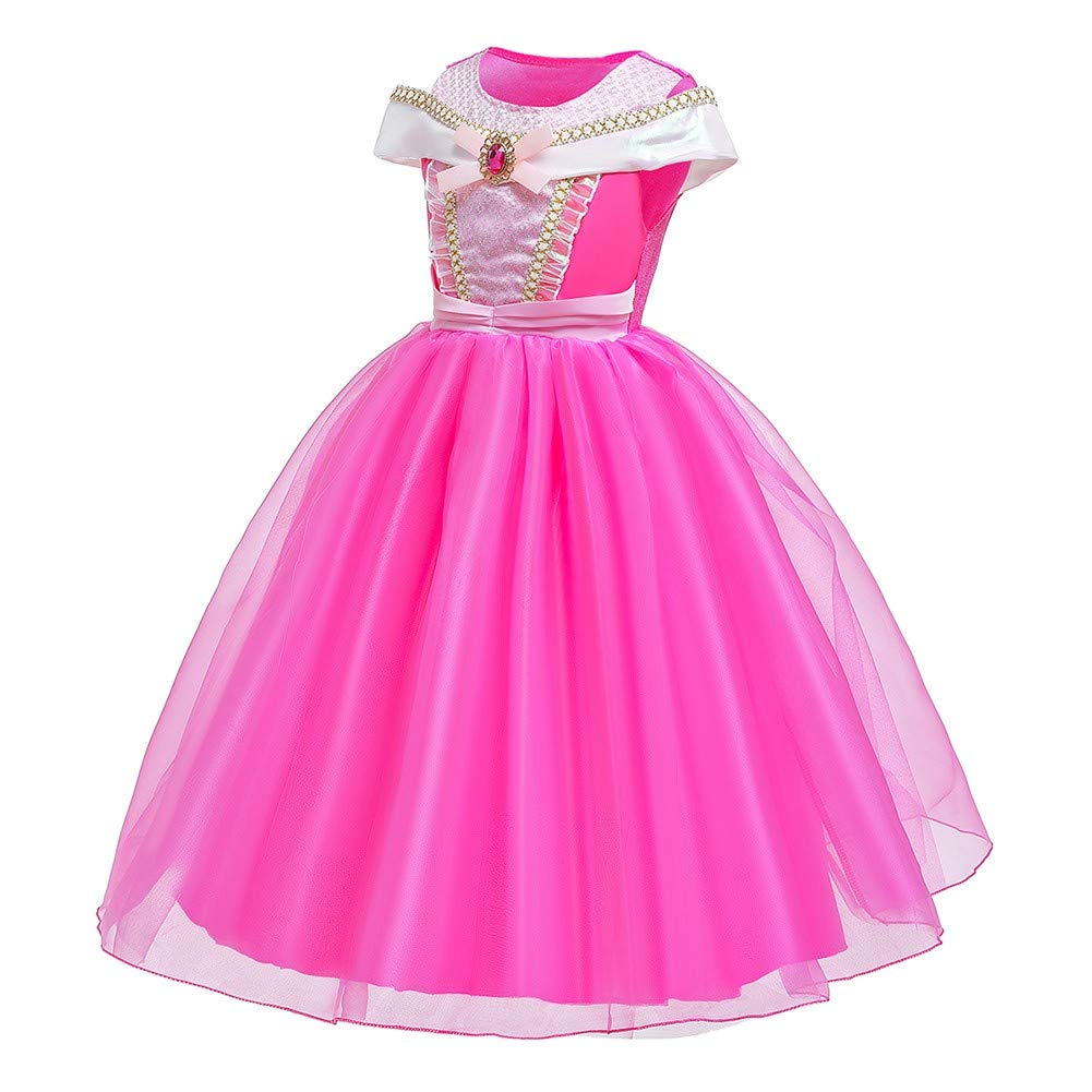 Fmyfwy Girls Aurora Princess Dress Off-Shoulders Sleeping Beauty Fancy Halloween Costume Christmas Birthday Party Gown W/Accesso
