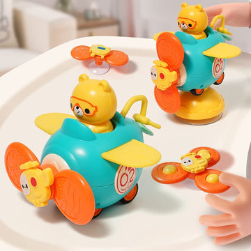 3 In 1 High Chair Toys With Suction Cups Spinner Baby Toys For Babies 6-12 Months,Infant Teething Tray Rattle Bath Toys For Babi
