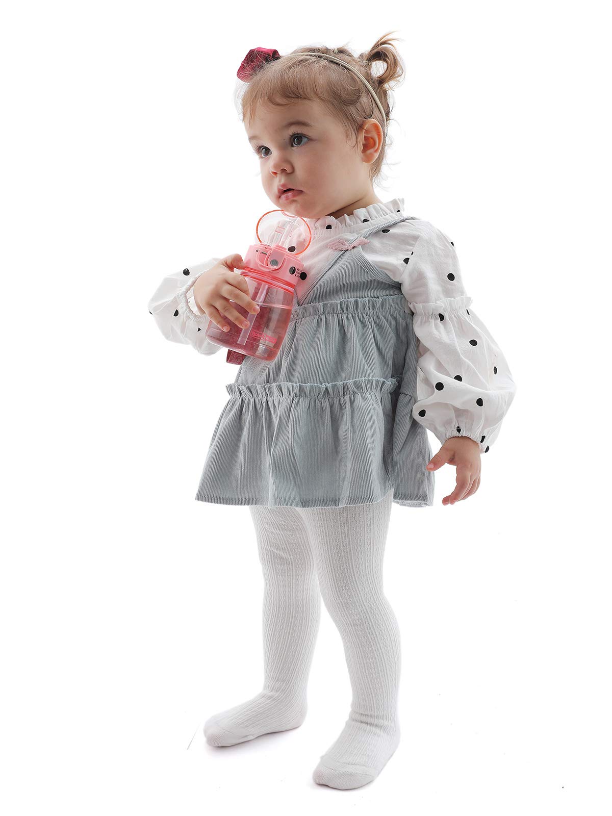 Epeius Baby Tights Little Girls Cable Knit Tights Solid Cotton Stockings Children Seamless Footed Leggings Pantyhose 4-6 Years,W