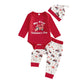 Sasaerucure Infant Baby Boy First Valentines Day Outfit Heart Printed Long Sleeve Romper Pants Hat 3PCS Clothes Set (Red, 0-3 Mo