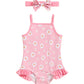 Mioglrie Baby Swimsuit Girl Infant 12-18 Month Bathing Suits Newborn Girls Summer Beach Swimwear Toddler Pink Daisy One Piece Sw