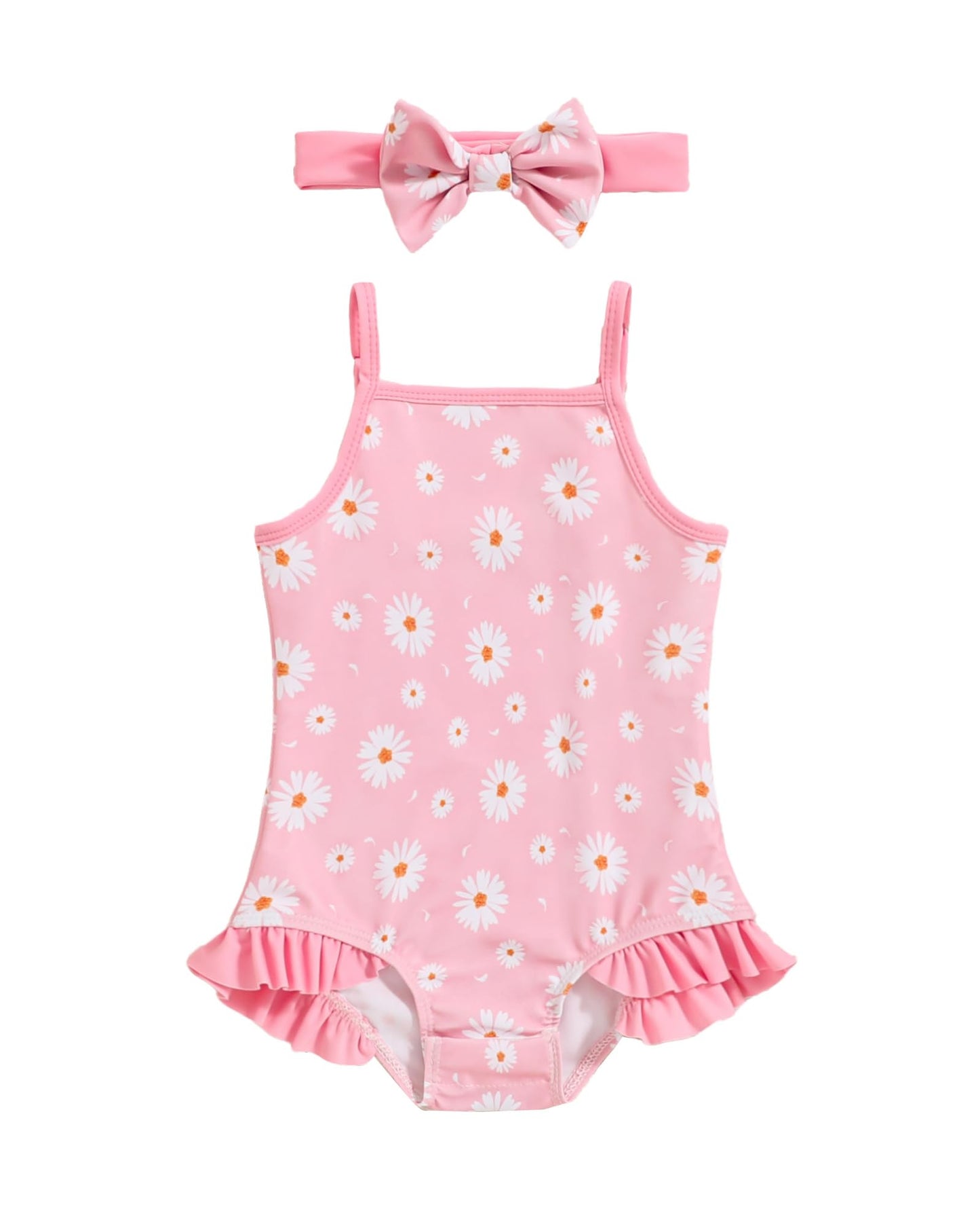 Mioglrie Baby Swimsuit Girl Infant 12-18 Month Bathing Suits Newborn Girls Summer Beach Swimwear Toddler Pink Daisy One Piece Sw