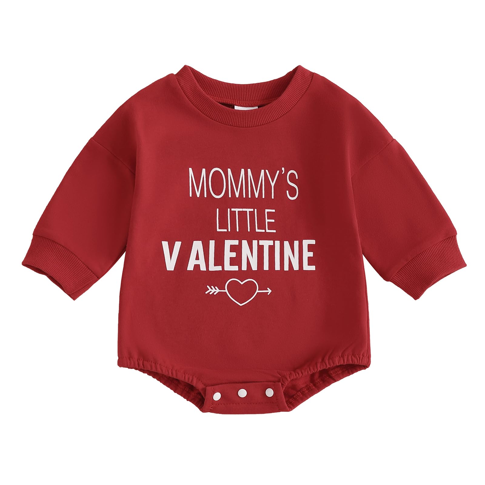 Eadrioss Newborn Baby Boy Girl Valentine Outfit - Mommy/Daddy Bubble Romper Sweatshirt - Infant Valentine Clothes (Red, 12-18 Mo