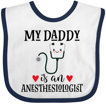 Inktastic Anesthesiologist Daddy Baby Gift Baby Bib White And Navy 2D88C