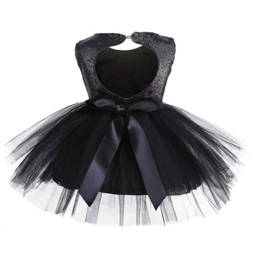 Toddler Girl Baby Lace Flower Sequin Tutu Dress Tulle Pageant Wedding Party Formal Girls Dresses Black 3-4T