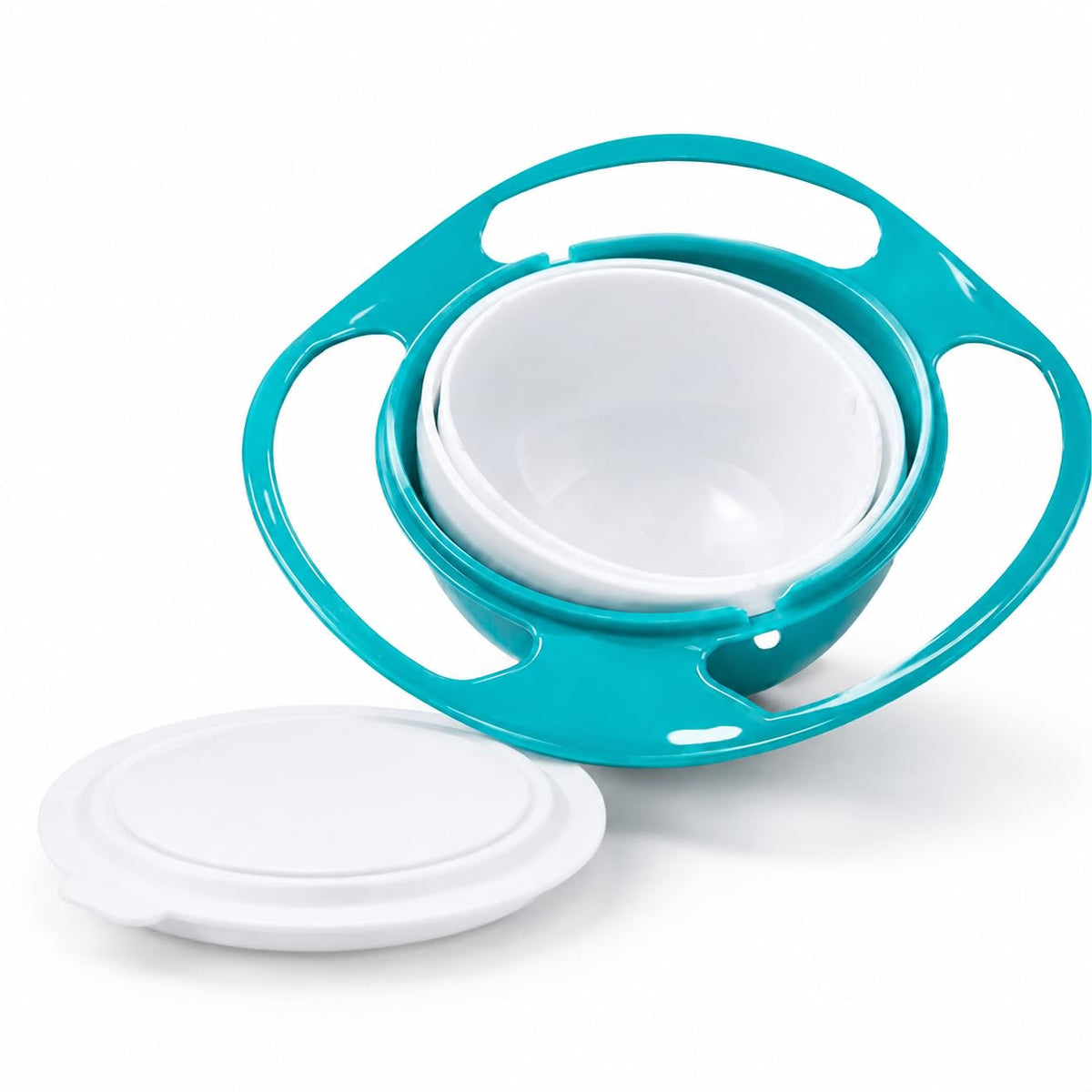Mshine 360 Degree Rotating Gyroscopic Feeding Polypropylene Bowl with Lid | BPAFree Spill Proof Food Grade PP Bowl with Easy Gr