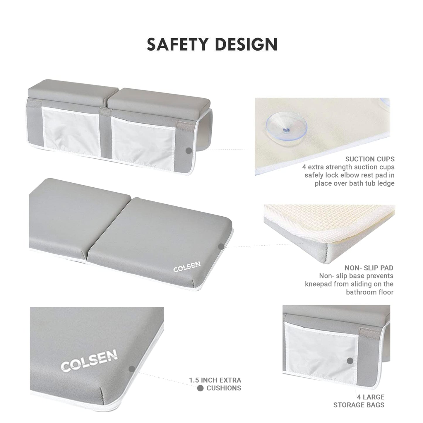 Colsen Baby Bath Kneeler And Elbow Kneeling Rest Pad Set - Comfortable, 1.5    Thick, Painless, Non-Slip, Foldable Mat For Bathi