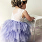 2Bunnies Girl Peony Lace Back A-Line Tiered Tutu Tulle Flower Girl Dress (Gray Sleeveless Short, 12M)