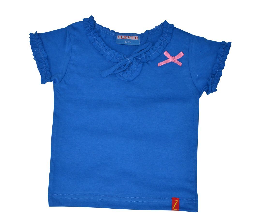 Clever Baby Girls Tshirt(ZCGT004BLU_1011Yrs_Blue_1011 Years) (ZCGT004BLU1011Yrs)