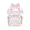 Workvalor Personalized Pink Bow with Floral Diaper Baby Bag Backpack with Name - Custom Baby Travel Tote for Mom or Dad, Nursing