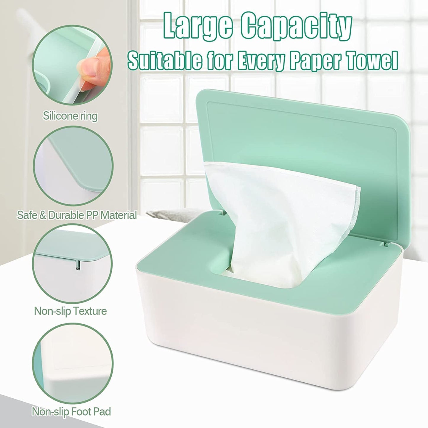 Novwang 3 Pack Baby Wipes Dispenser Wipes Holder With Lids, Keep Wipes Fresh, Refillable Wipes Container With Sealing Design, Ba