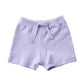Teach Leanbh Unisex-Baby 3-Pack Cotton Soild Color Short With Drawstring 3-24 Months (12-18 Months, Purple/Yellow/Pink)