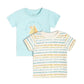 Miniklub Cotton Pack Of 2 Half Sleeves Text Printed Tees  (912M) White/Blue