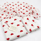 White Cotton Fabric with Red Heart Print Kurti Fabric