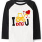 Valentine Shirts Toddler Boys Girls Raglan Long Sleeve Tees Little Kids I Dig You Excavator Tops 7 Years