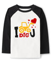 Valentine Shirts Toddler Boys Girls Raglan Long Sleeve Tees Little Kids I Dig You Excavator Tops 7 Years
