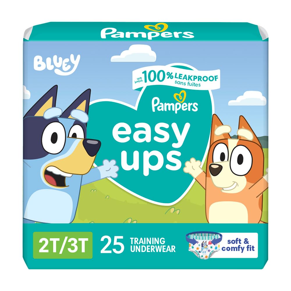 Pampers Training Pants - Easy Ups Boys & Girls Bluey - Size 2T-3T, 25 Count, Children'S Potty Underwear (Packaging May Vary)