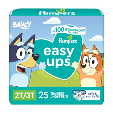 Pampers Training Pants - Easy Ups Boys & Girls Bluey - Size 2T-3T, 25 Count, Children'S Potty Underwear (Packaging May Vary)
