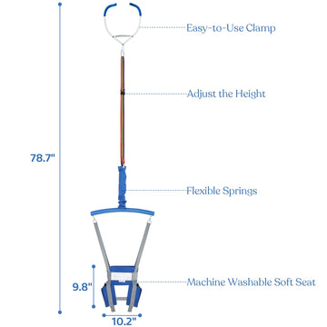 Slevoo Baby Jumper, Baby Door Jumper Quick Set Up And Easy-To-Use, Fun Bouncer For Active Play Over 1 Year Old, Blue