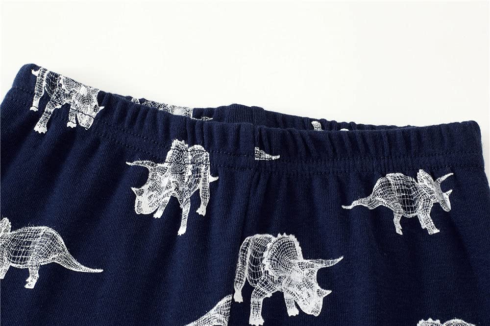 Popshion Boys Pajamas Glow In The Dark Dinosaur Pj Long Sleeve Triceratops Kids Jammies Clothes Set Toddler Winter Dino Pjs 8T