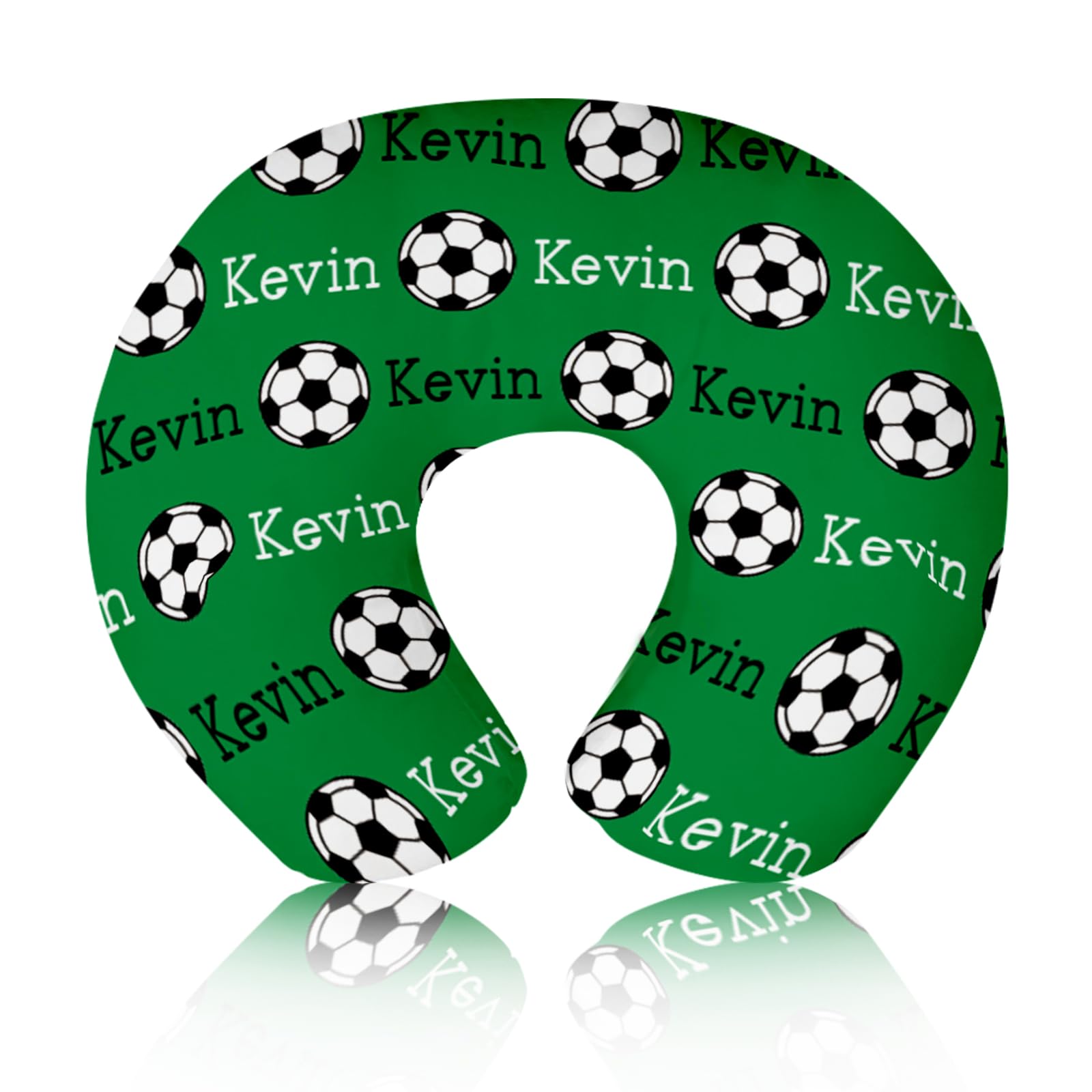 Rucekia Baby Nursing Pillow Cover - Personalized Name Green Soccer Theme Breastfeeding U-Shaped for Bottle Feeding, Ultra Soft C