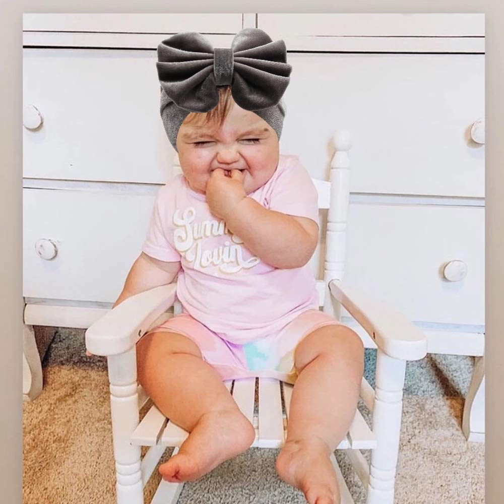 Yanjie Leopard Baby Girl Hair Bow Headbands Soft Velvet Baby Bows Newborn Handmade Hair Hairbands Accessories Wide Headwraps For