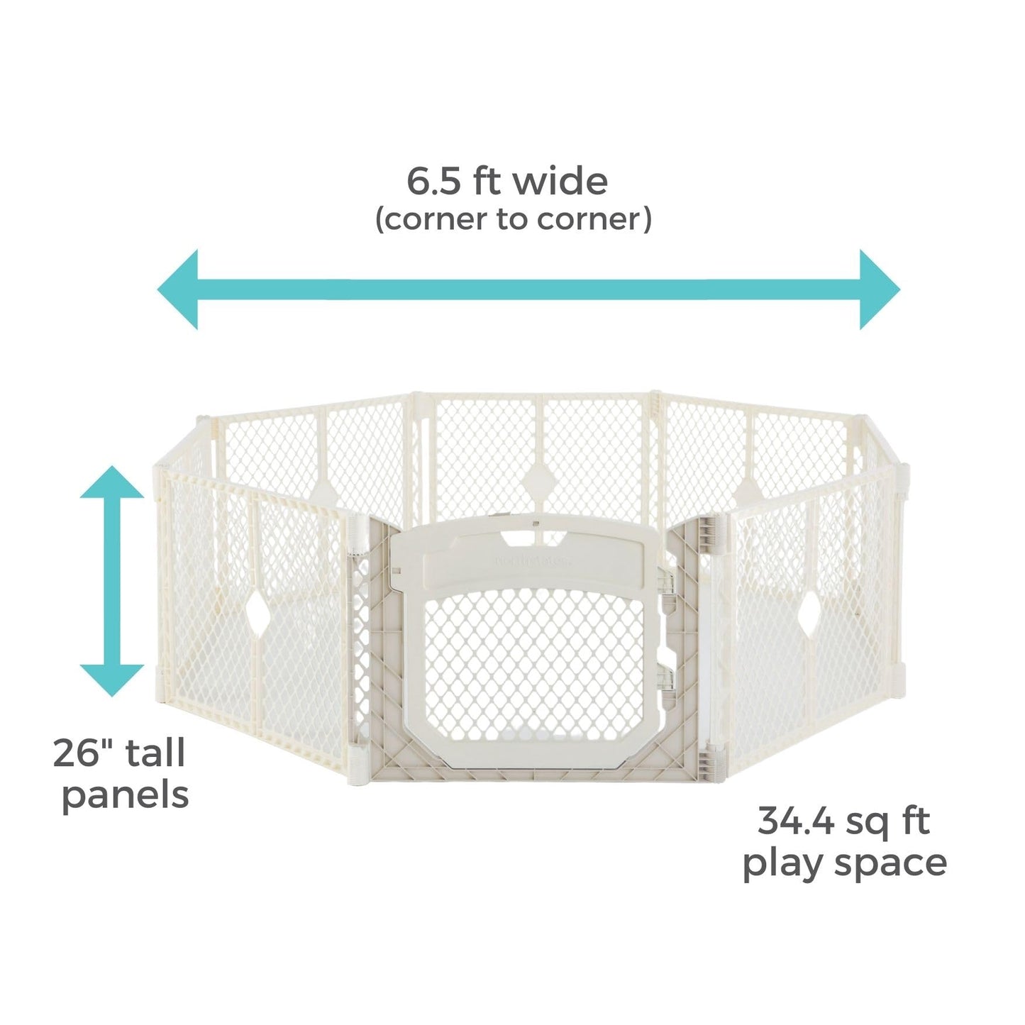 Toddleroo By North States Superyard Ultimate 8 Panel Free Standing Play Yard, Indoor Or Outdoor Baby Playpen, Baby Fence. Made I
