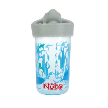 Nuby No Spill 3D Character Sippy Cup With Soft Touch Flo Silicone Top, 12 Ounce, Shark